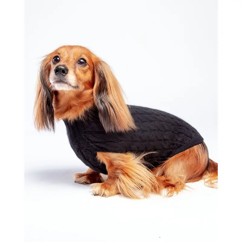The Uptown Cable Knit Sweater in Black Cashmere (Made in NYC)