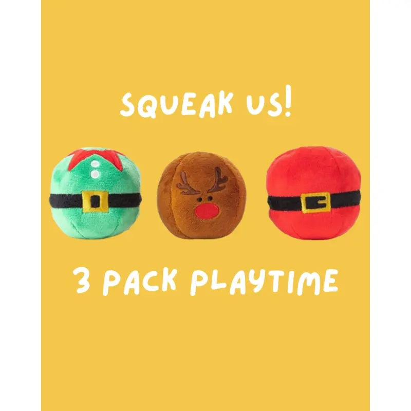 3-Pack Howliday Squeaky Dog Toy Set