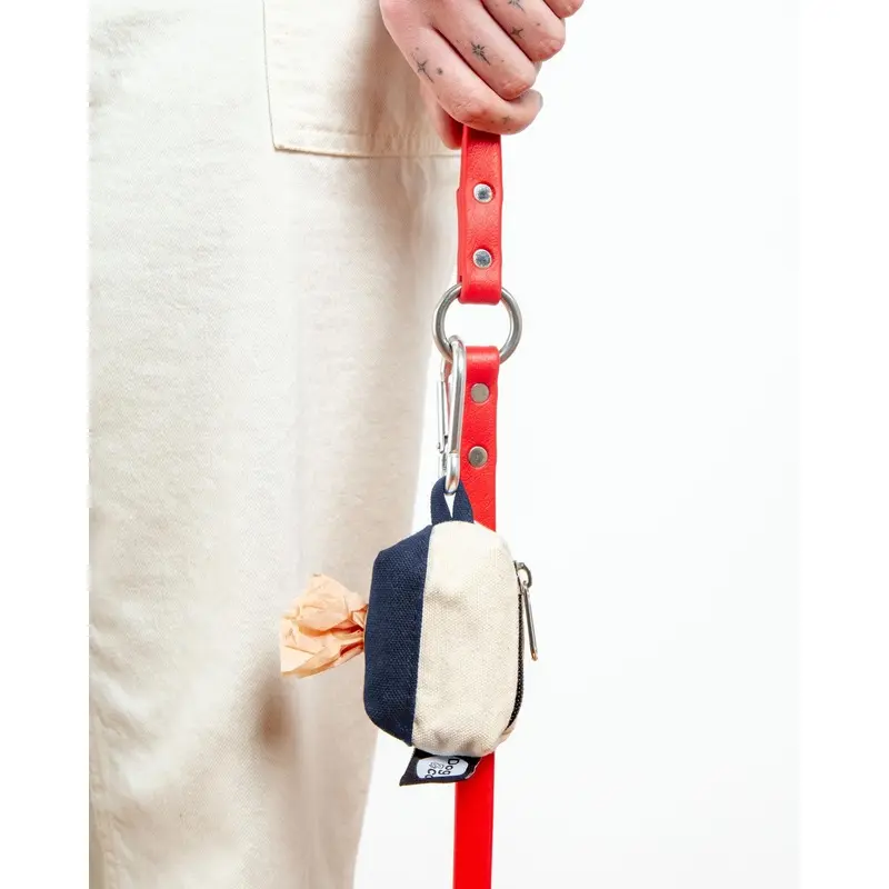 Canvas Clean-Up Poo Bag Roll Holder in Natural + Navy