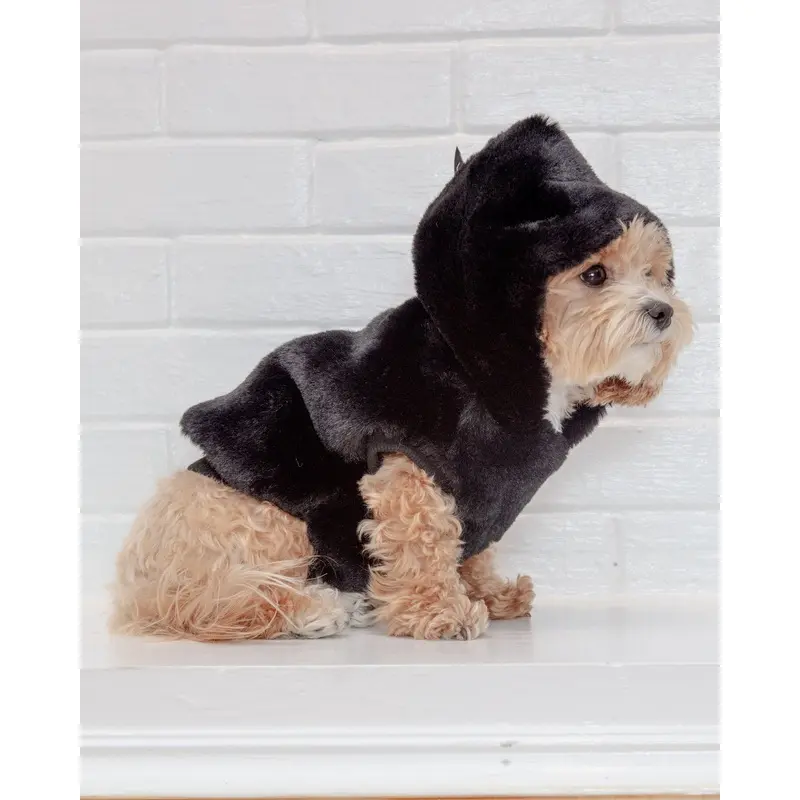 Faux Fur Dog Hoodie in Black << CLEARANCE >>