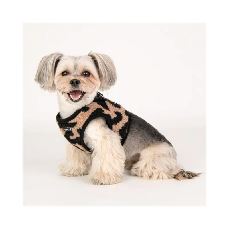 Leopard Fleece Step-In Dog Harness in Beige(FINAL SALE)
