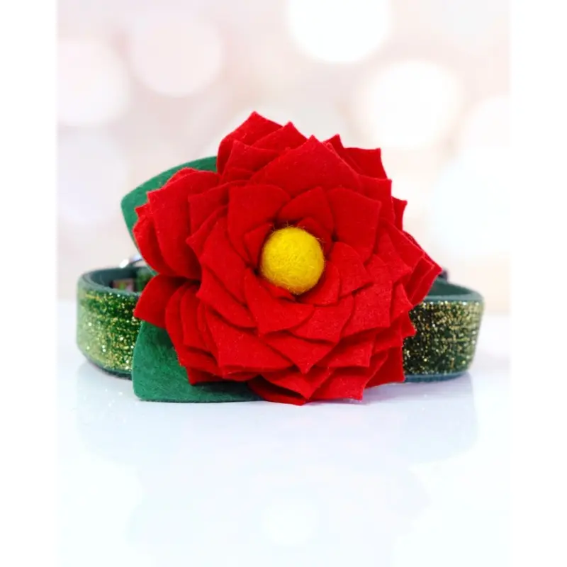 Red Amaryllis Dog Collar Flower (Made in the USA)