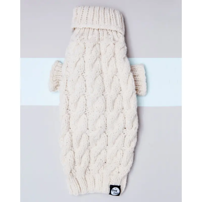 Downtown Roll Neck Dog Sweater in Natural