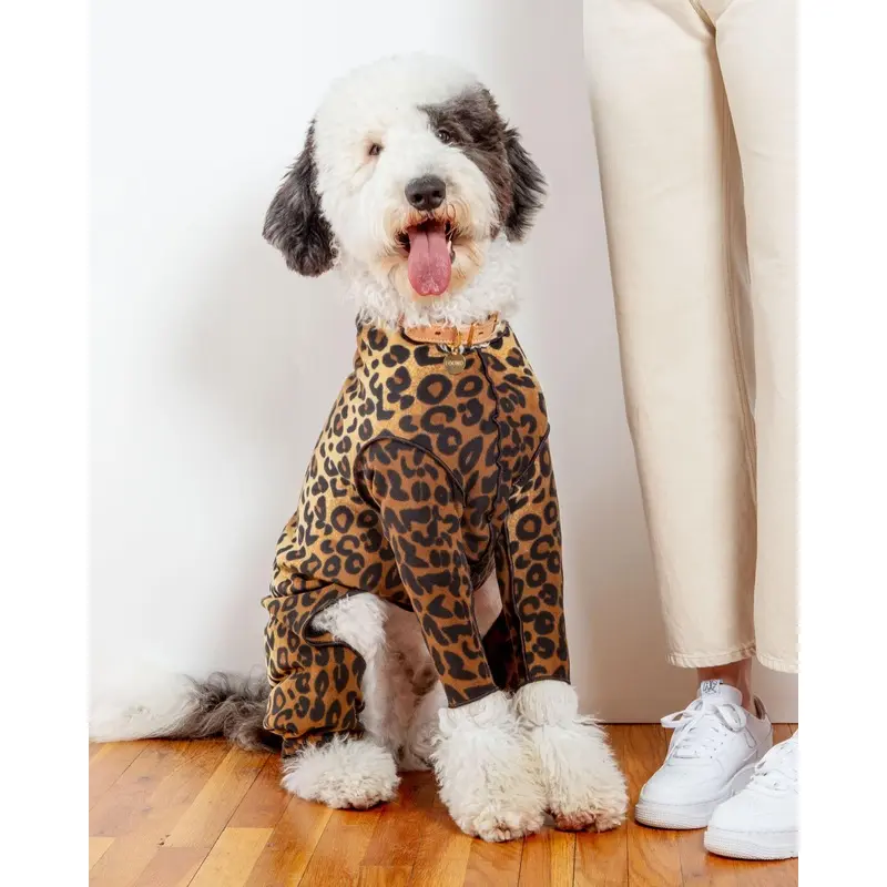 Stretch Fleece Onesie in Leopard (Made in the USA, DOG & CO. + GOLD PAW Exclusive!)