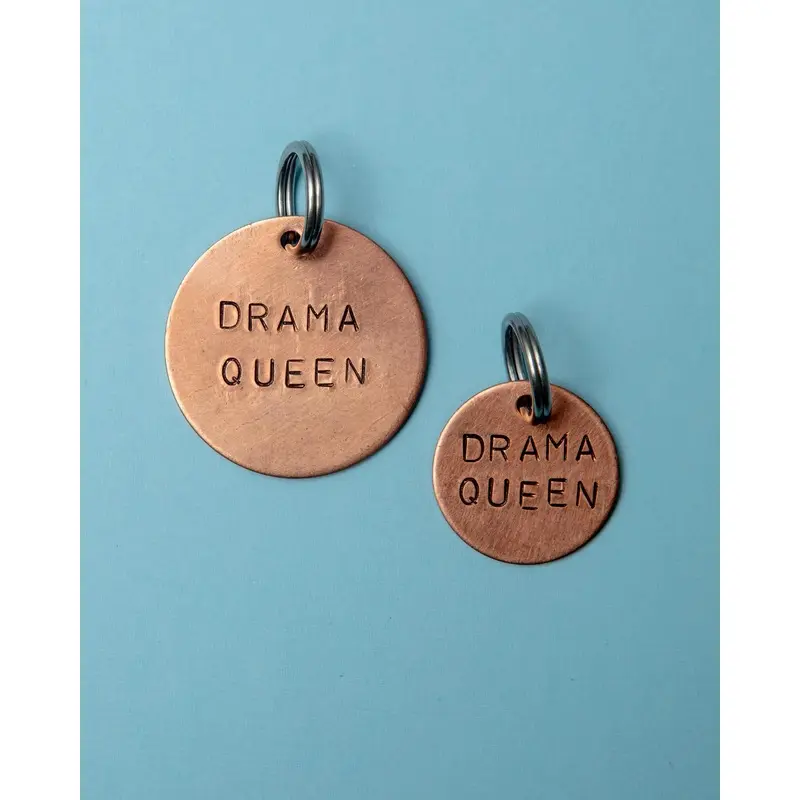 Drama Queen Round ID Tag (Custom/Drop-Ship) (Made in the USA)