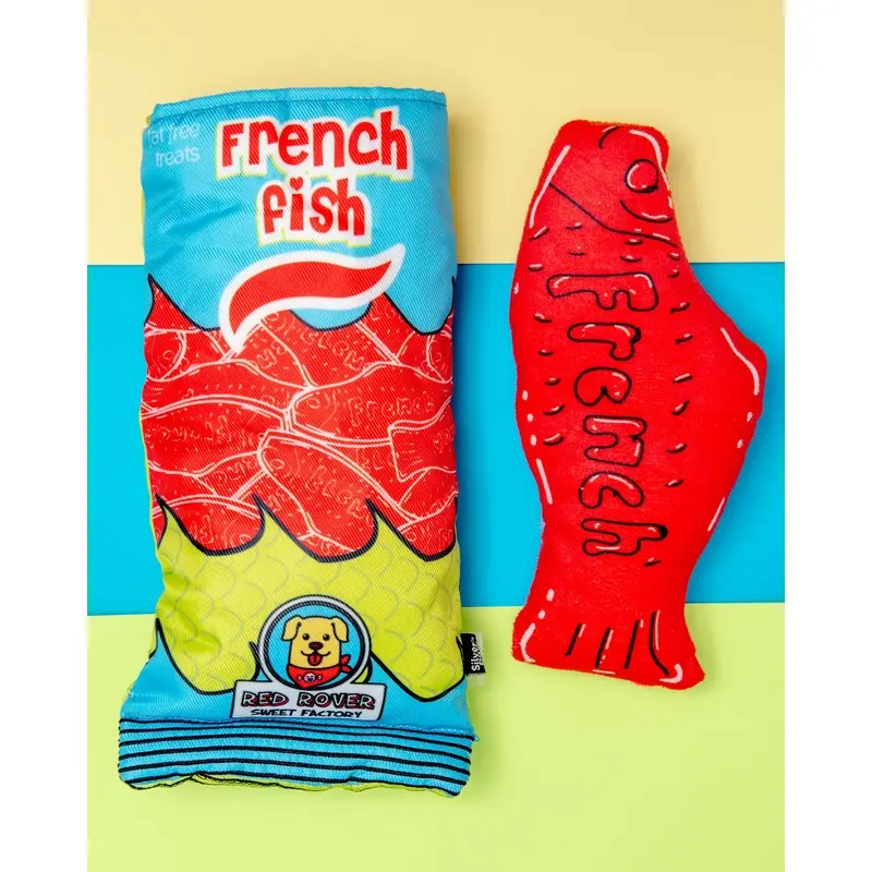 French Fish Crinkle + Squeak Dog Toy