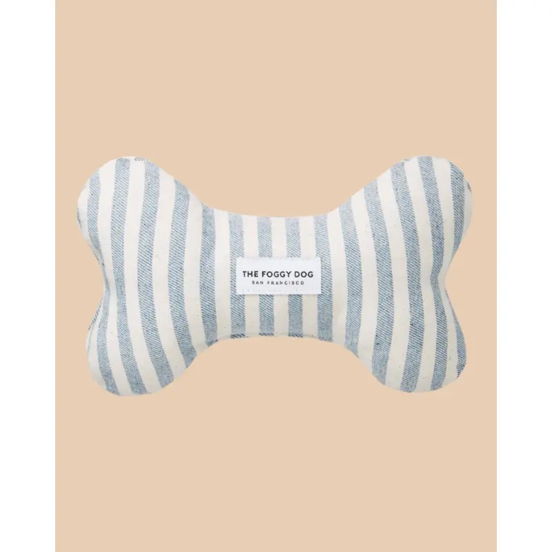 Upcycled Denim Stripe Bone Dog Squeaky Toy(Made in the USA)