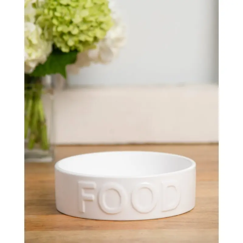 Classic Food Ceramic Pet Bowl in White (FINAL SALE)