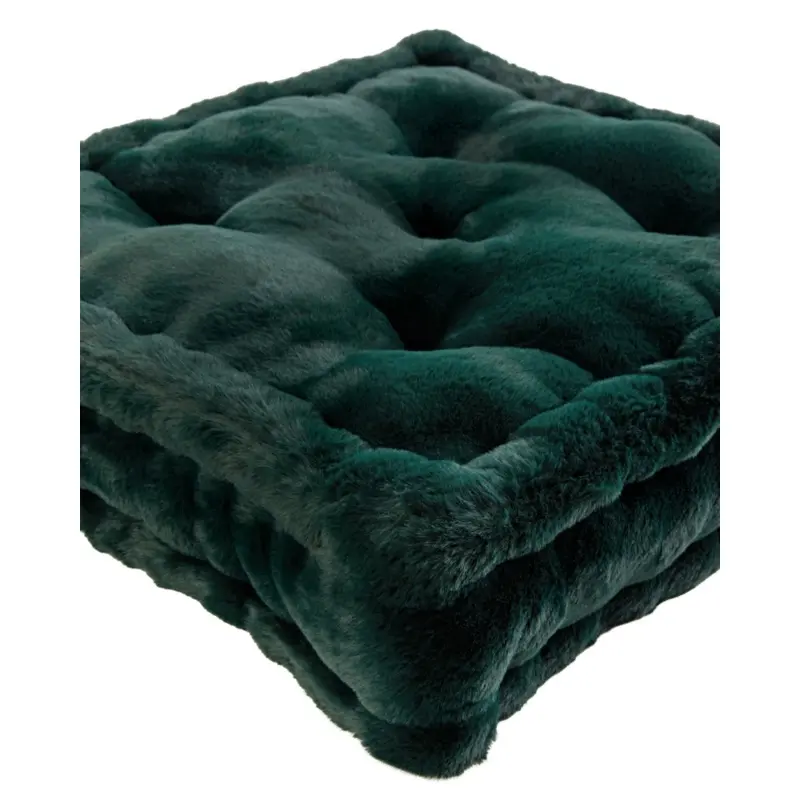 Claudia Faux Fur Mini Dog Floor Cushion in Emerald Green