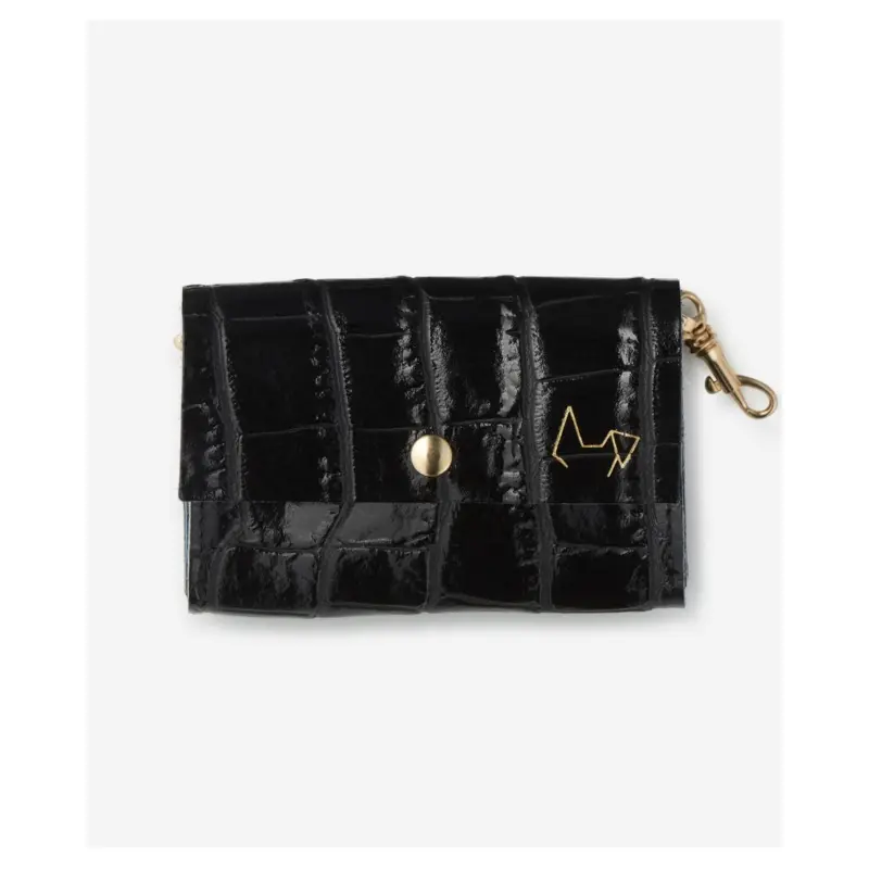 Croco-Printed Leather Poop Bag Holder in Black Patent Leather(Made in Italy)