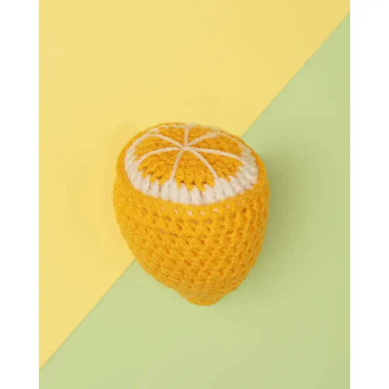Hand-Knit Lemon Squeaky Dog Toy