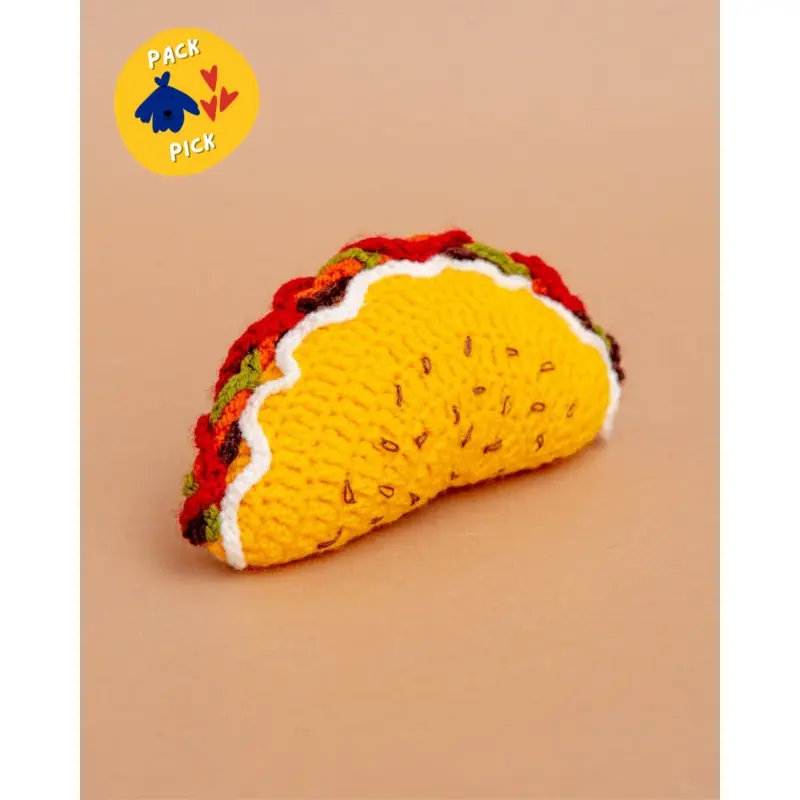 Hand-Knit Taco Squeaky Dog Toy
