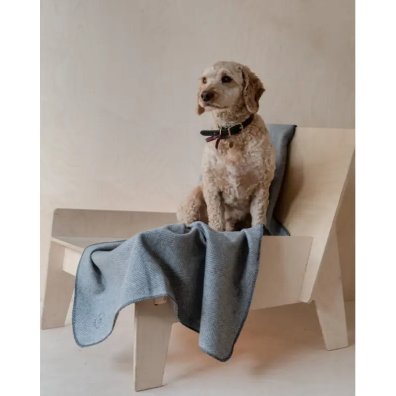 Recycled Wool Pet Blanket in Charcoal Herringbone