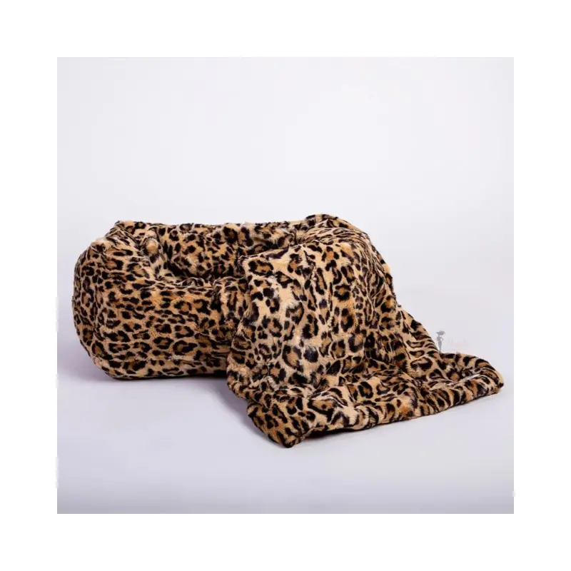 Cashmere Collection Faux-Fur Dog Bed in Leopard (Custom/Direct-Ship) (Made in the USA)