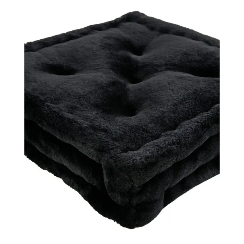 Claudia Faux Fur Mini Dog Floor Cushion in Black