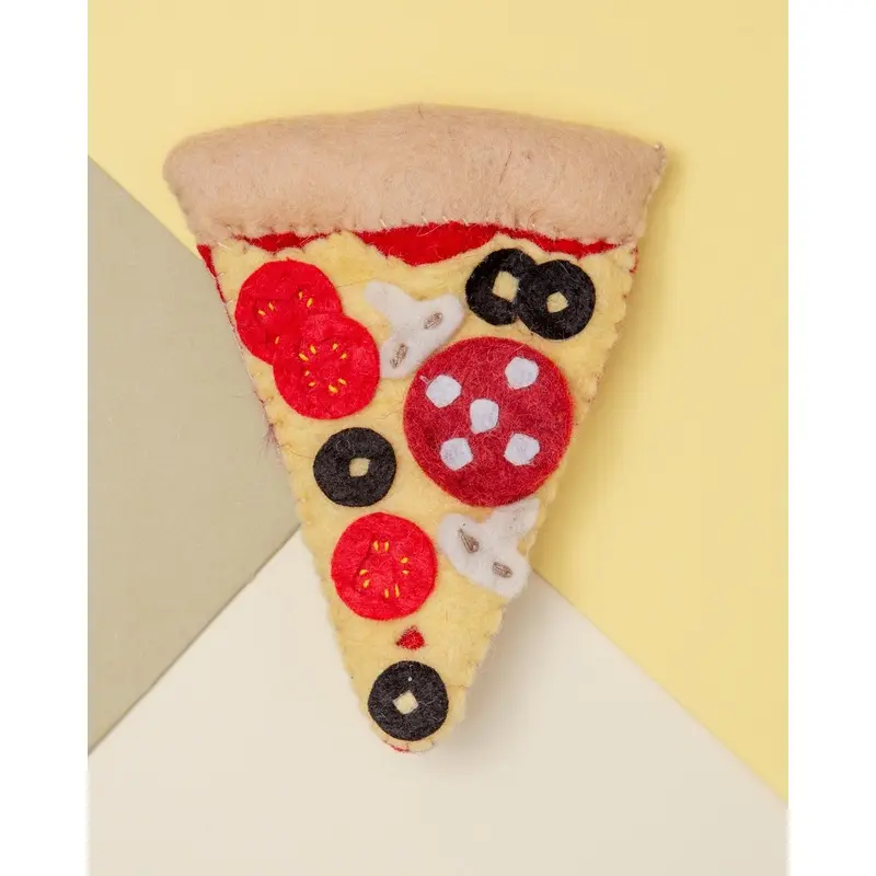 Felt Pizza Squeaky Dog Toy