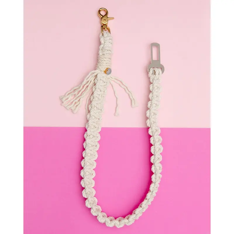 Macrame Seat Belt Dog Restraint in Natural (Made in the USA)