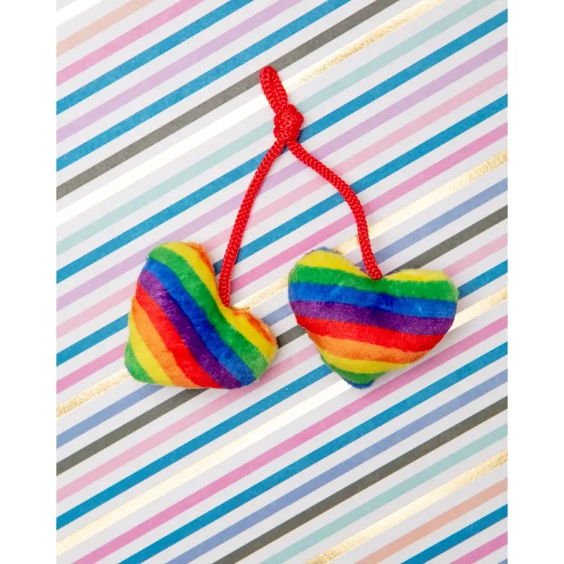 Pride Heart Strings Crinkle Plush Cat Toy w/ Catnip