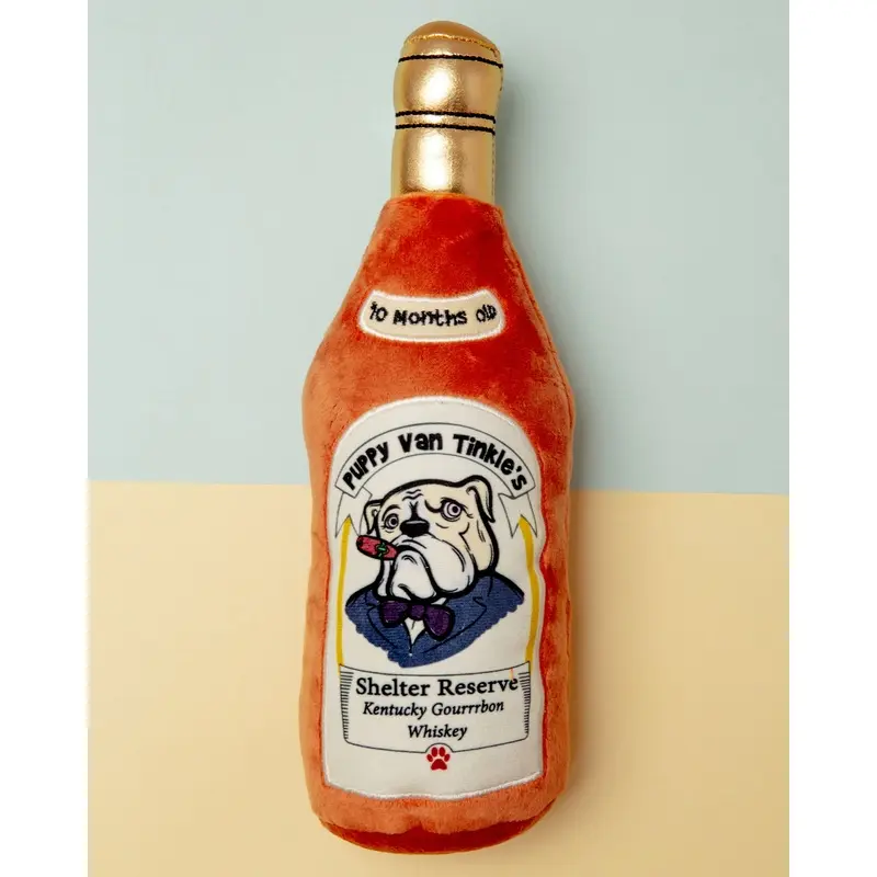 Puppy Van Tinkle's Whiskey Squeaky Plush Dog Toy