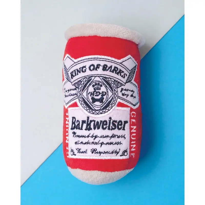 Barkweiser Beer Can Squeaky Plush Dog Toy