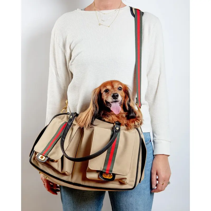 Marlee Duffle Dog Carrier in Khaki (Made in the USA)