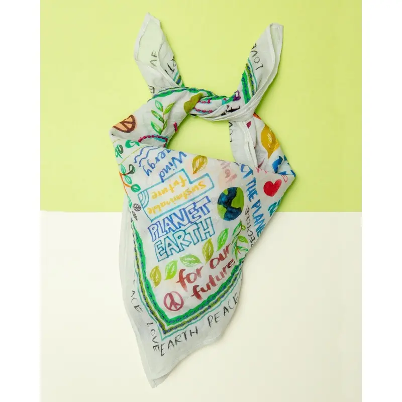 Peace, Love, Earth Embroidered Dog Bandana