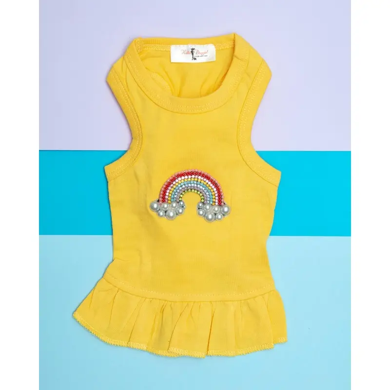 Rainbow Dog Dress in Yellow (CLEARANCE)