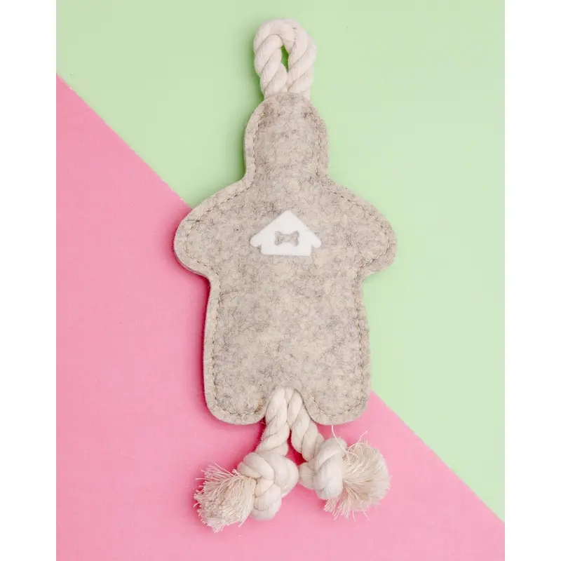 Boo-Doo Dog Tug Toy in Oatmeal Wool(Made in the USA)