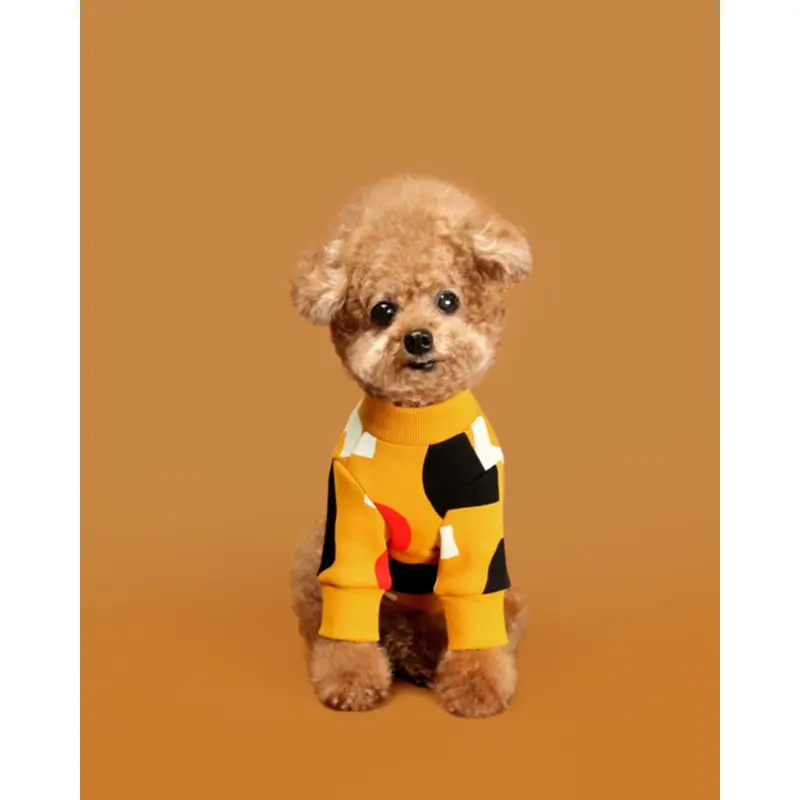 Colorful Design Dog Sweatshirt in Mustard Yellow (FINAL SALE)