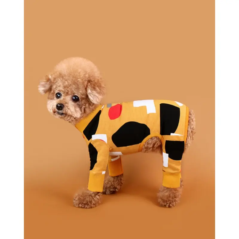 Colorful Print Dog Onesie in Mustard Yellow (FINAL SALE)