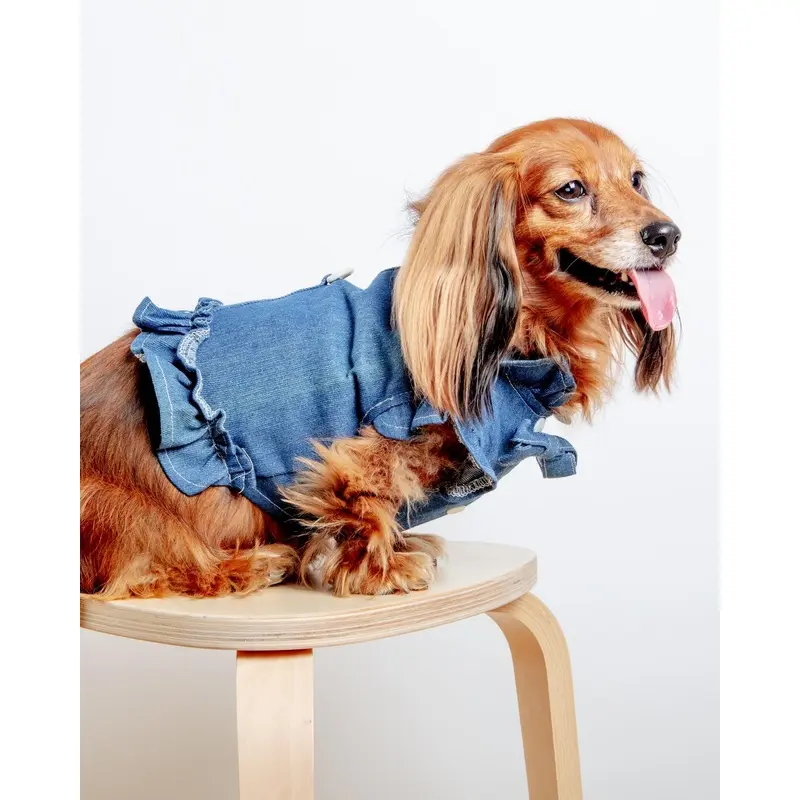 Darling Denim Ruffle Harness Top (CLEARANCE)