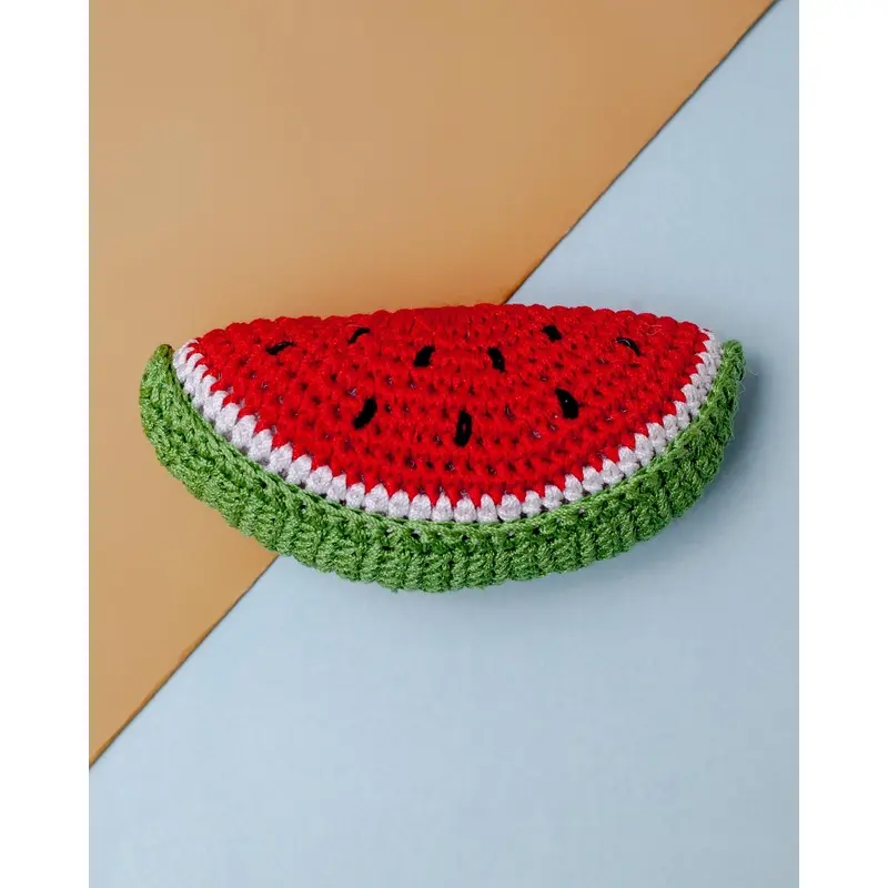 Watermelon Slice Knit Squeaky Toy