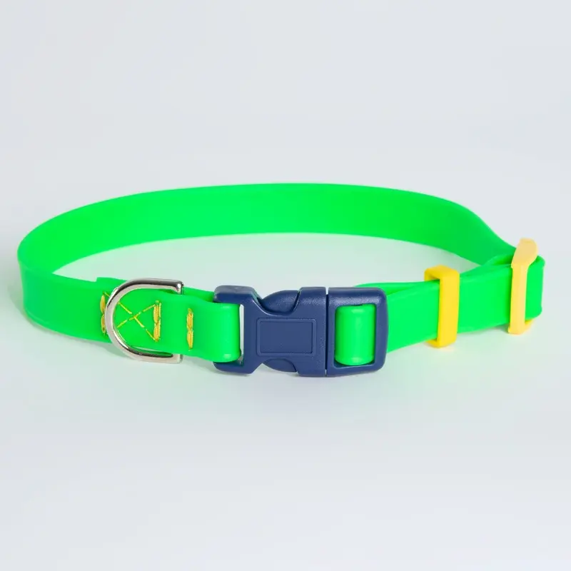 A Walk in the Park Dog Collar in Neon Green (Made in the USA)