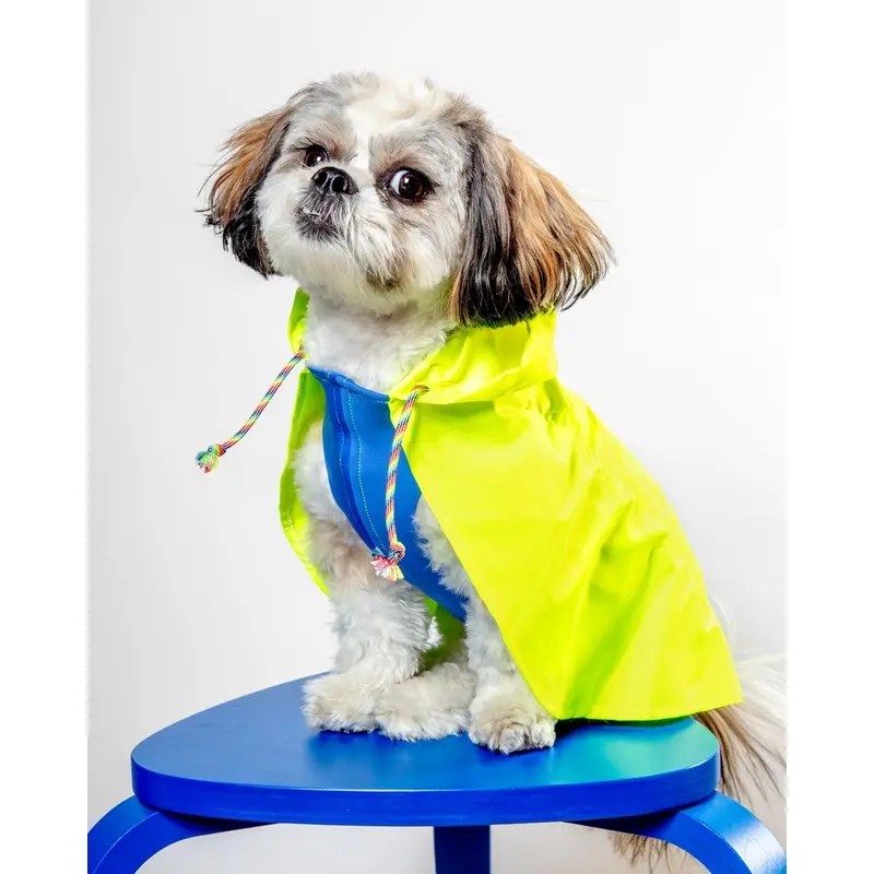 Action Jacket Pull-On Raincoat in Safety Yellow + Blue (Made in NYC)