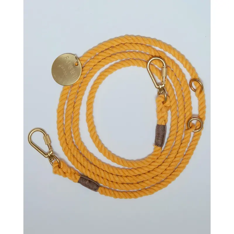 Adjustable Rope Dog Lead in Butter Yellow (Made in the USA)
