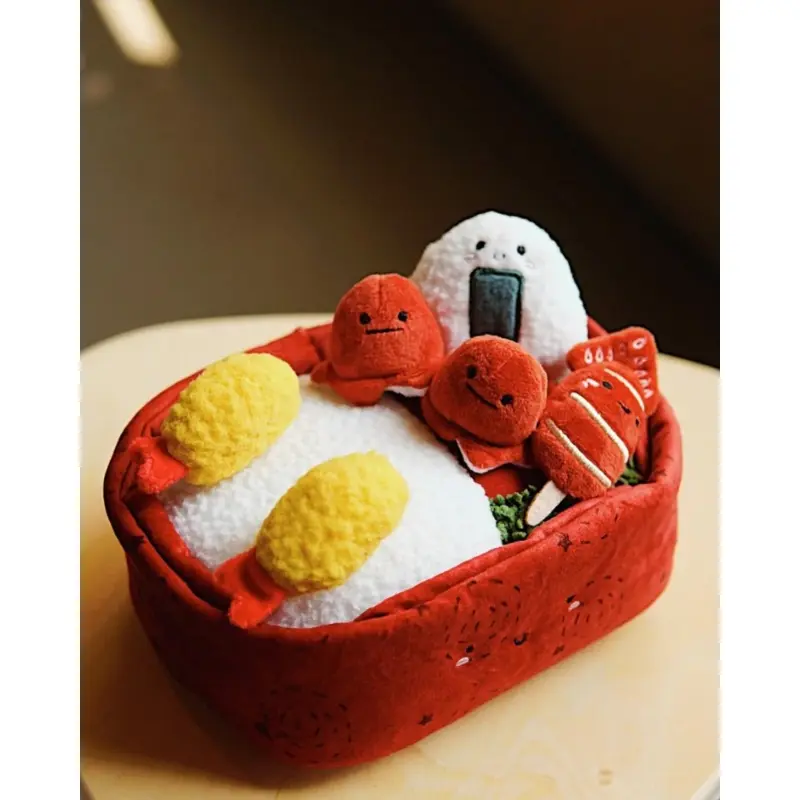Benny Bento Box Squeaky Seven-Piece Plush Dog Toy  (Made in the USA)