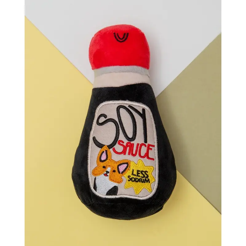Bottle Of Soy Sauce Squeaky Plush Dog Toy