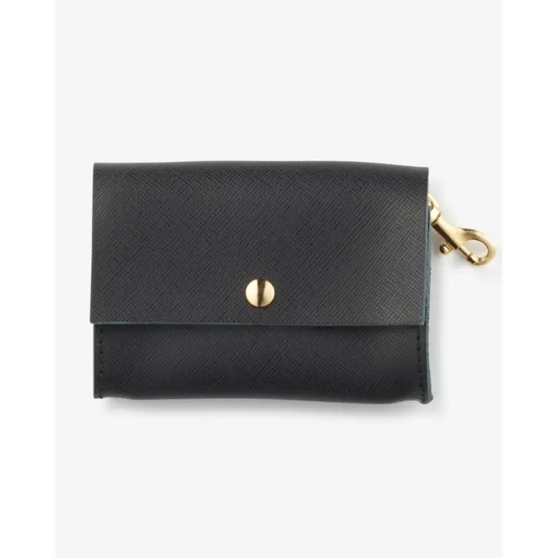 Classic Poop Bag Holder in Black Leather (Made in Italy)