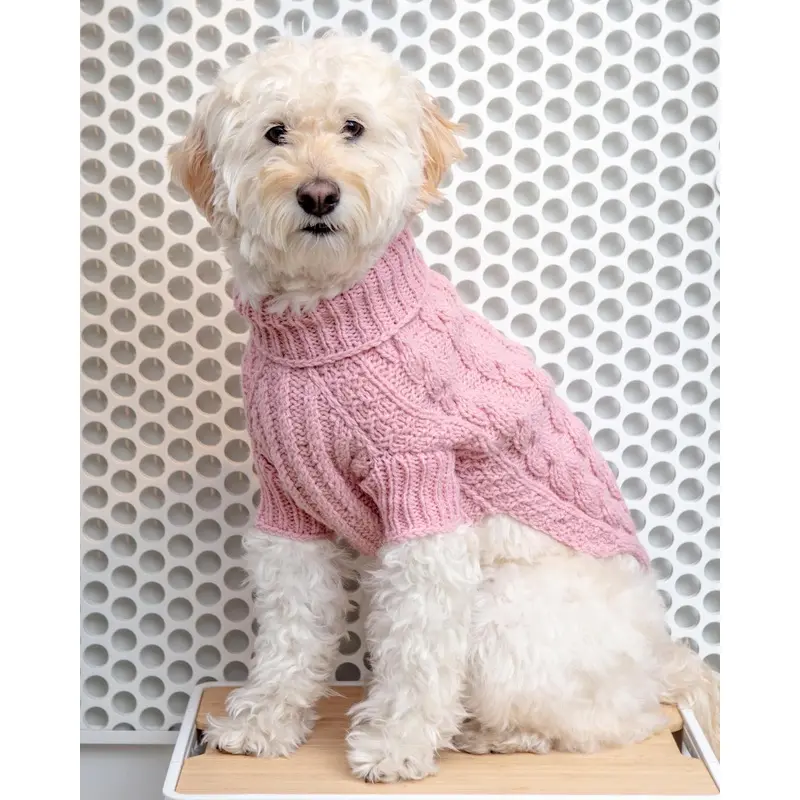 Downtown Roll Neck Dog Sweater in Rose