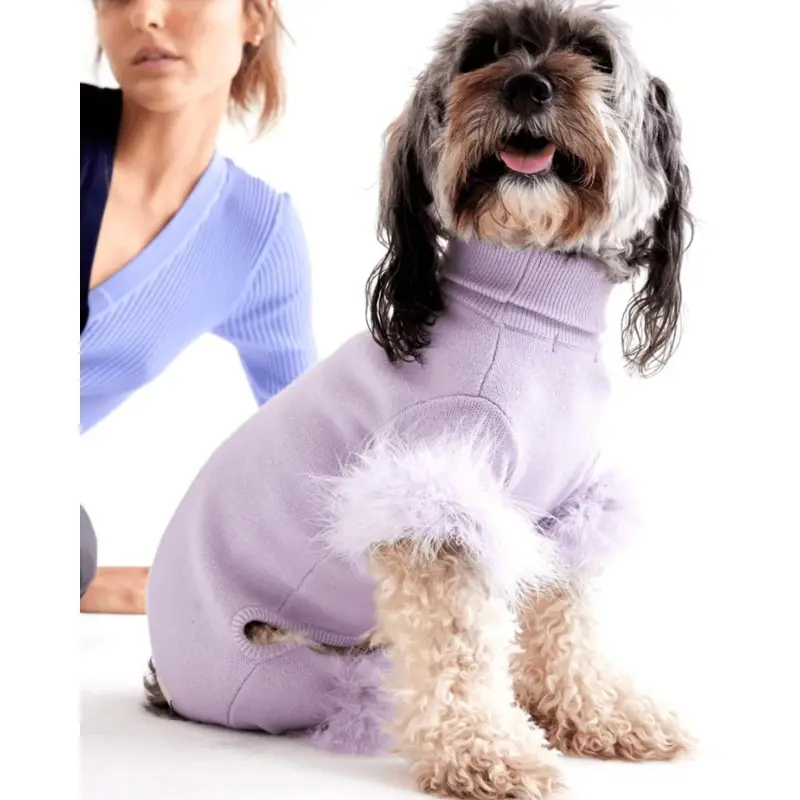 Feather Knit Dog Onesie in Lavender (FINAL SALE)
