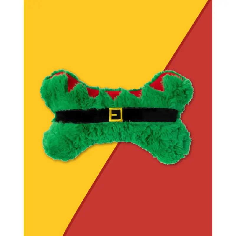 Furry Elf Bone Dog Squeaky Plush Toy