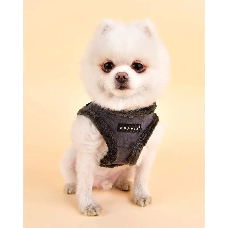 Suede + Shearling Step-In Dog Harness in Grey (FINAL SALE)