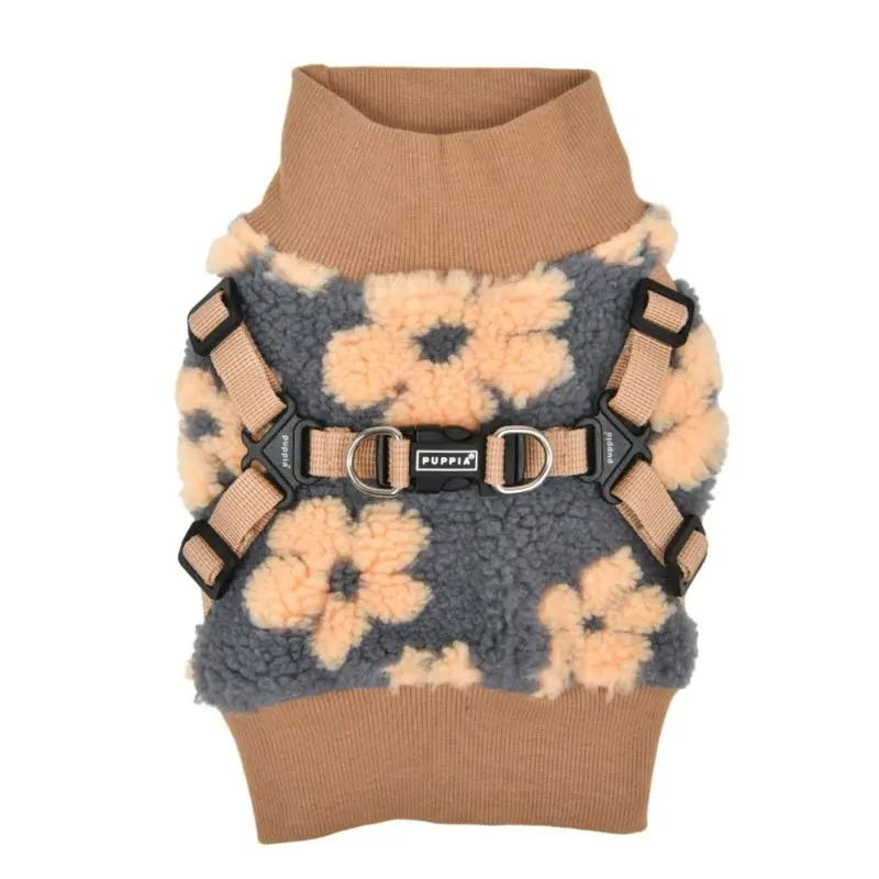 Floral Fleece Dog Harness Vest in Beige (FINAL SALE)
