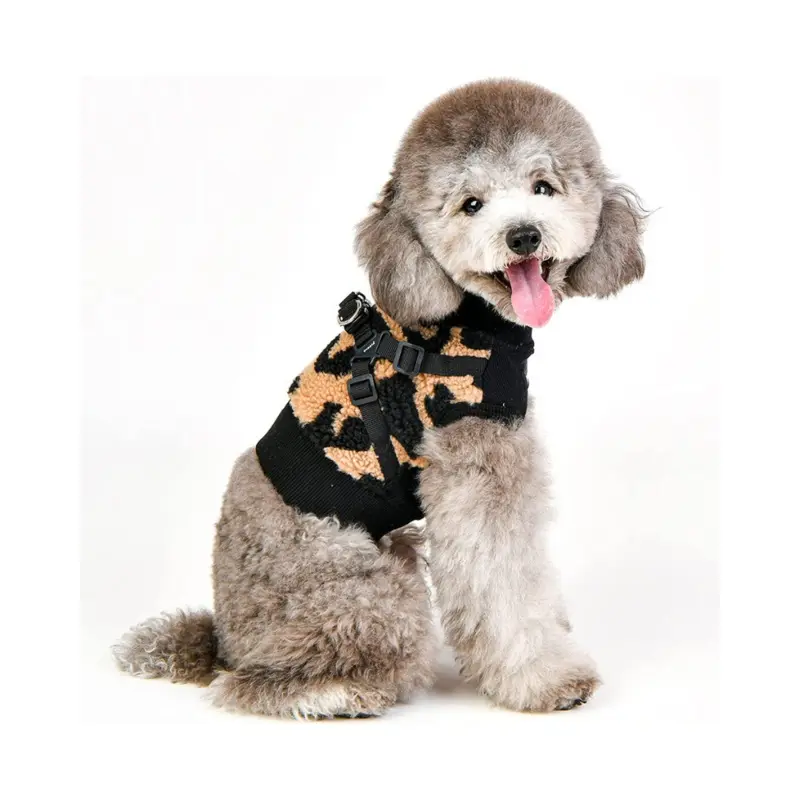 Leopard Fleece Dog Harness Vest in Beige (FINAL SALE)
