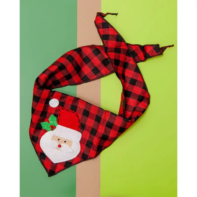 Santa Claus Buffalo Plaid Dog Bandana (CLEARANCE)