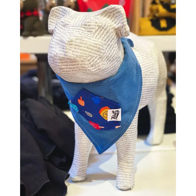 Upcycled Dreidel Treat Pocket Dog Bandana (Made in the USA)