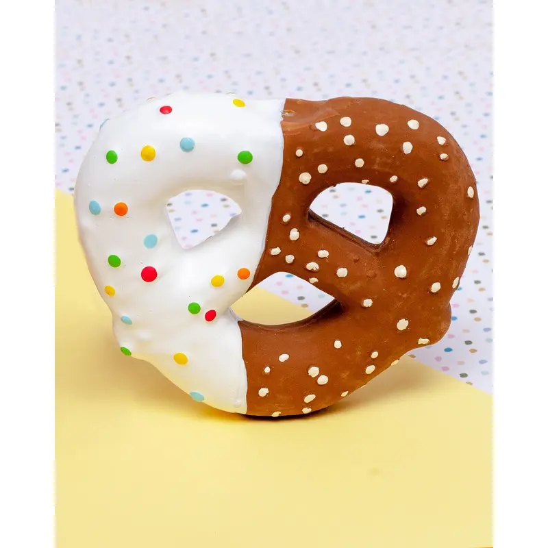 Chocolate Dipped Pretzel Latex Squeaky Dog Toy