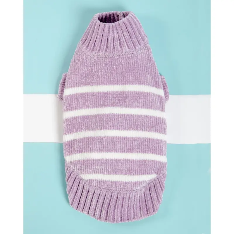 Cozy Soft Chenille Striped Dog Sweater in Lavender Frost (FINAL SALE)