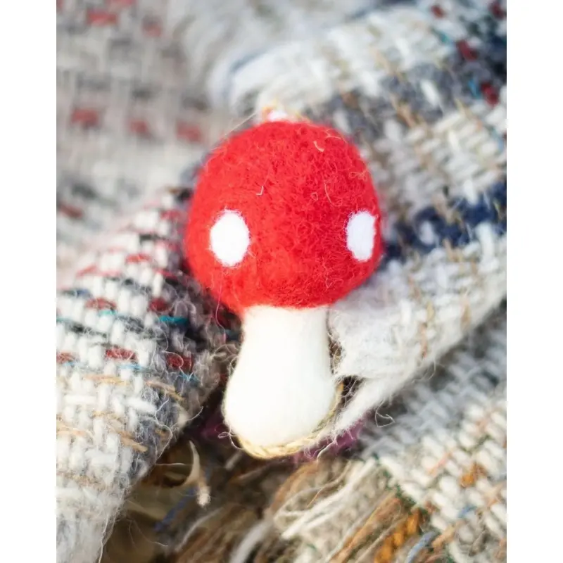 Red Amanita Mushroom Felt Toy for Dogs & Cats