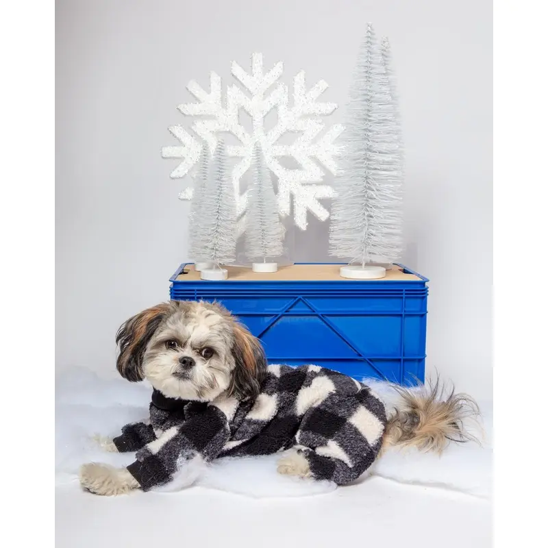 Monster Warmer Dog Onesie in Black Check (FINAL SALE)